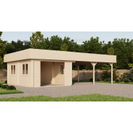 Гараж 52 Дуэт с навесом (Комфорт) - брус 44 мм (Нов.)